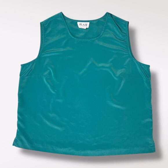 Blair Jade Green Sleeveless Silky Scoop Neck Tank Top Size XL - Picture 8 of 10